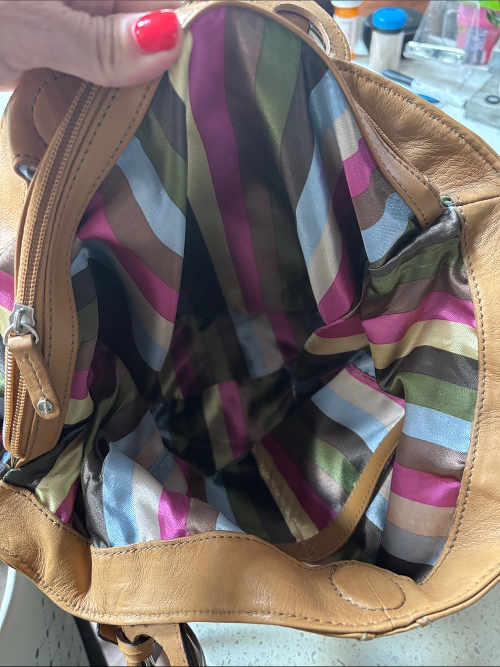 Tignanello Tan Leather Shoulder Tote bag - Picture 11 of 15